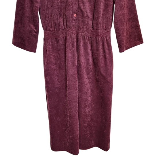 Vintage 70s Purple Velvet Midi Button Dress Collar Boho Cottage Mod Granny 12 - Picture 3 of 13